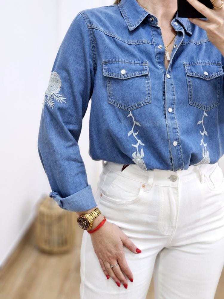 Camisa Denim Bordados