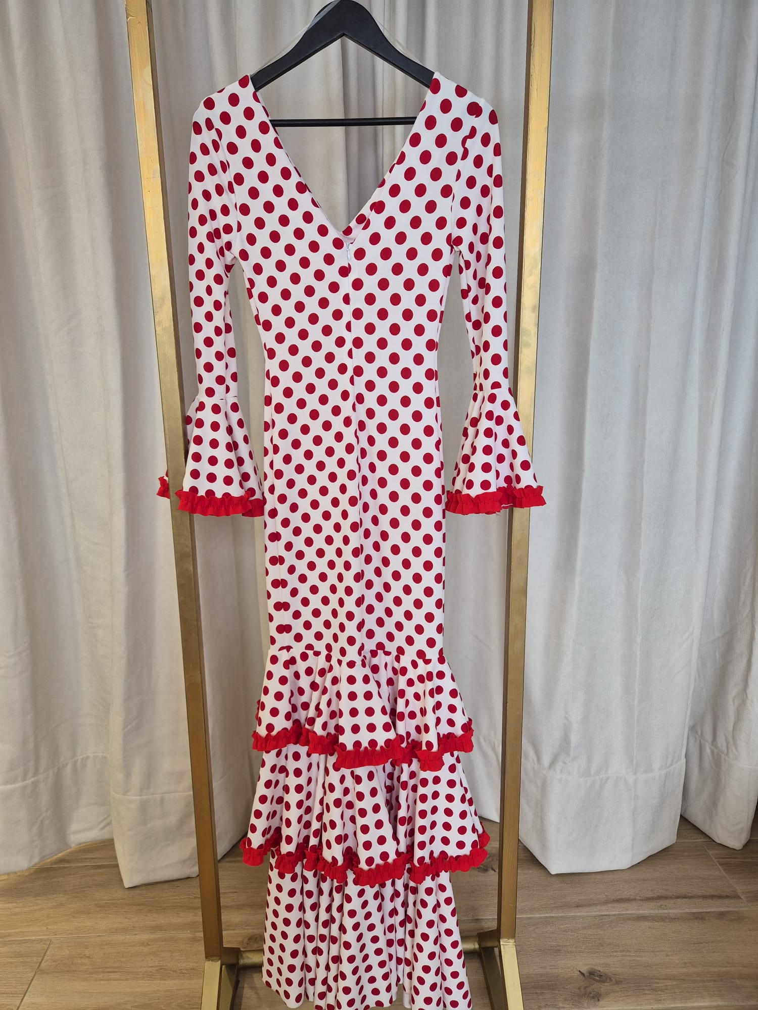 Vestido Flamenca Topos Rojo