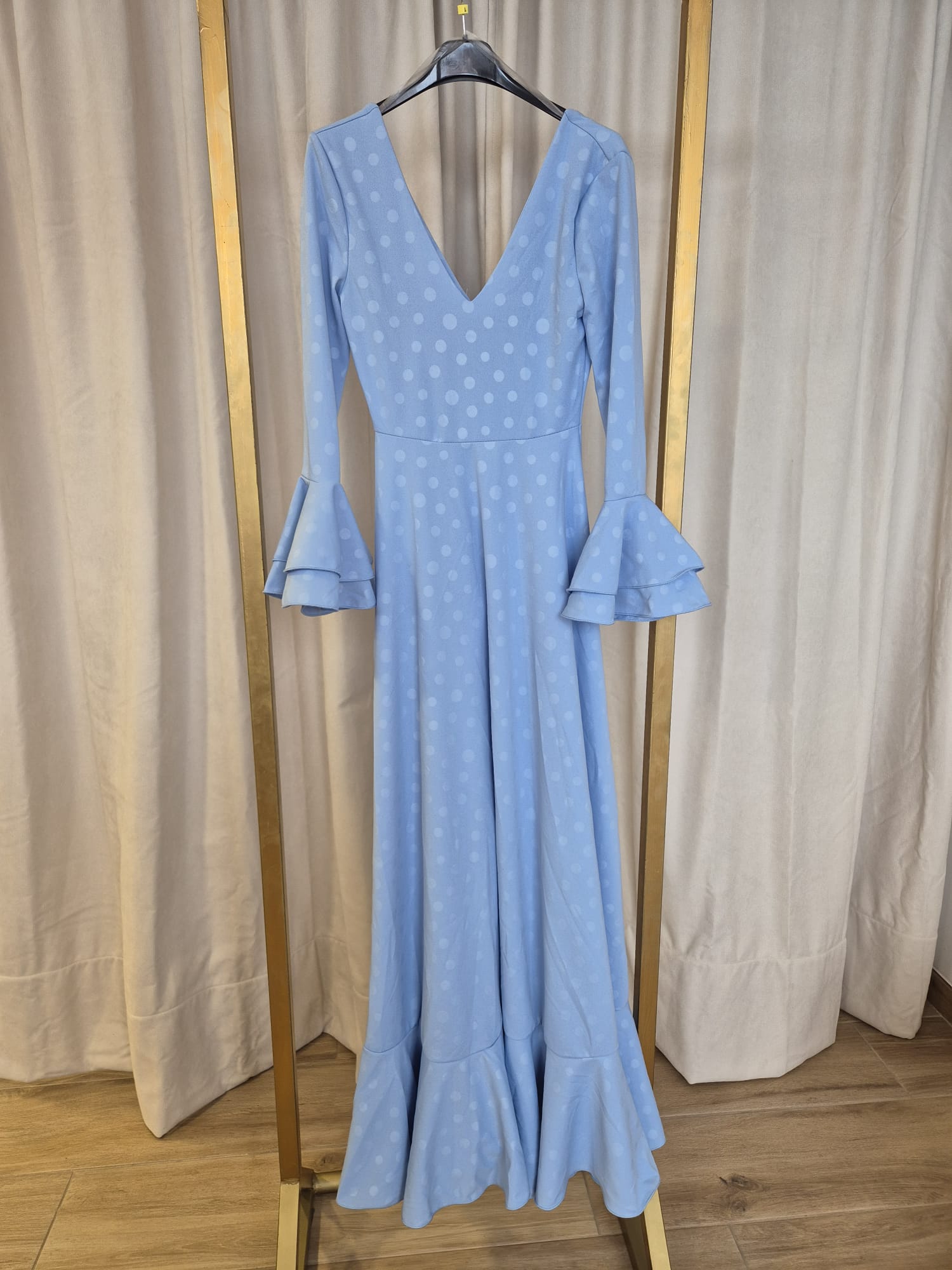 Vestido Flamenca Topos Cielo