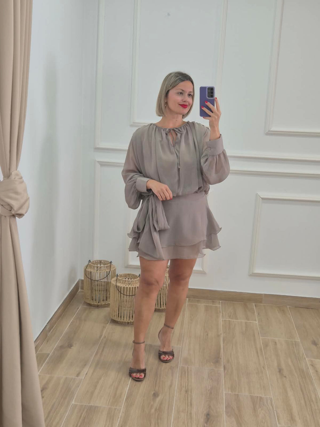 Sandalia Lentejuela Café