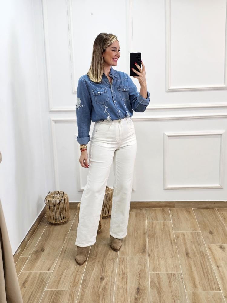 Camisa Denim Bordados