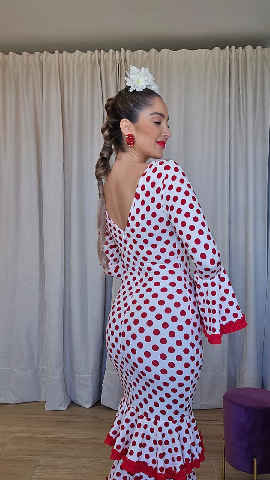 Vestido Flamenca Topos Rojo
