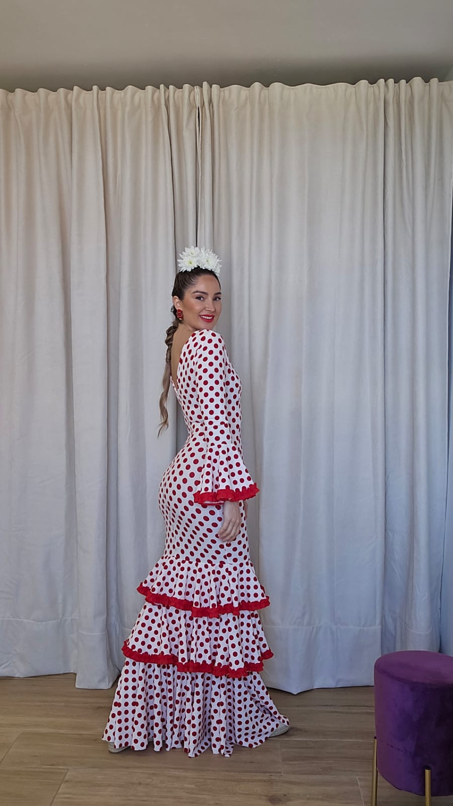 Vestido Flamenca Topos Rojo